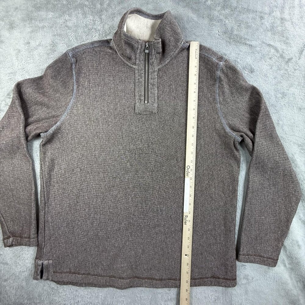 Carbon2Cobalt Sweater Mens Large Brown Quarter Zip Mock Neck Cotton Knit 144586 - Picture 6 of 14